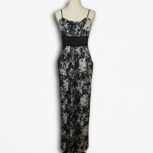 JFW Just For Wraps Black White Abstract Splatter Maxi Dress Y2K Small D2770337AM